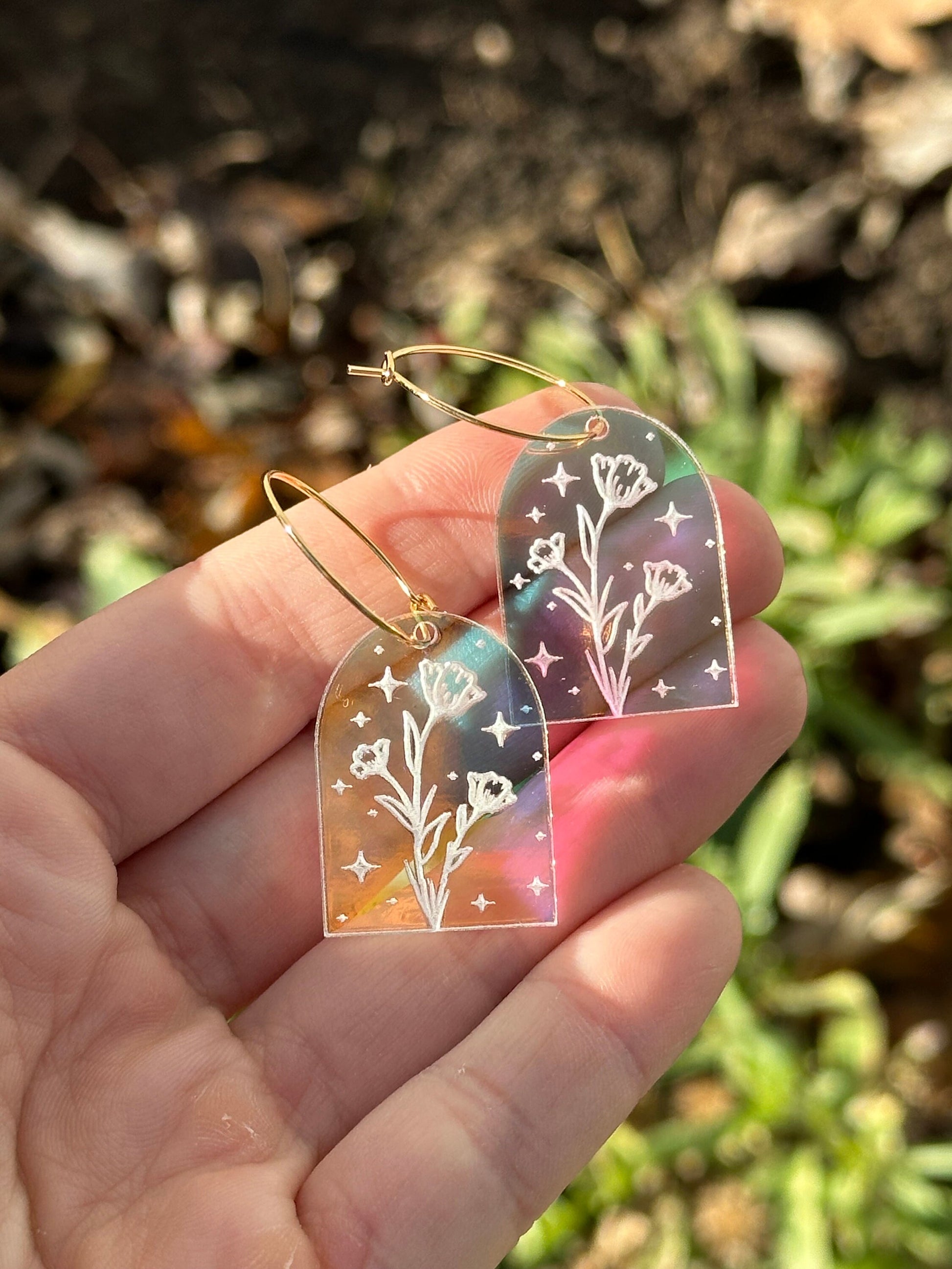 Iridescent Veronica Arch Hoop Earrings