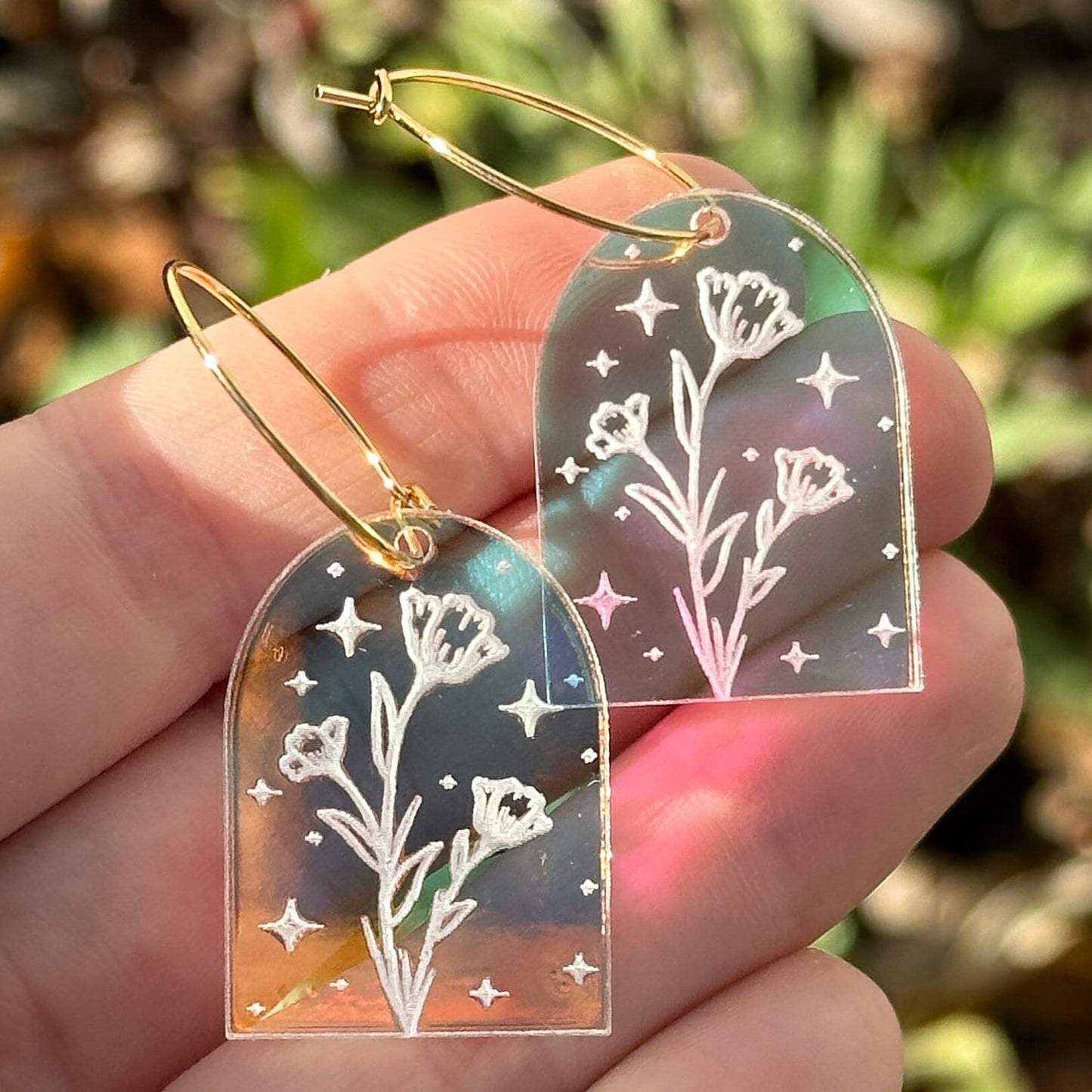 Iridescent Veronica Arch Hoop Earrings