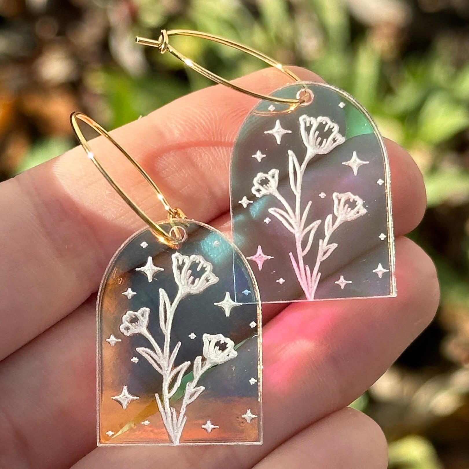 Iridescent Veronica Arch Hoop Earrings