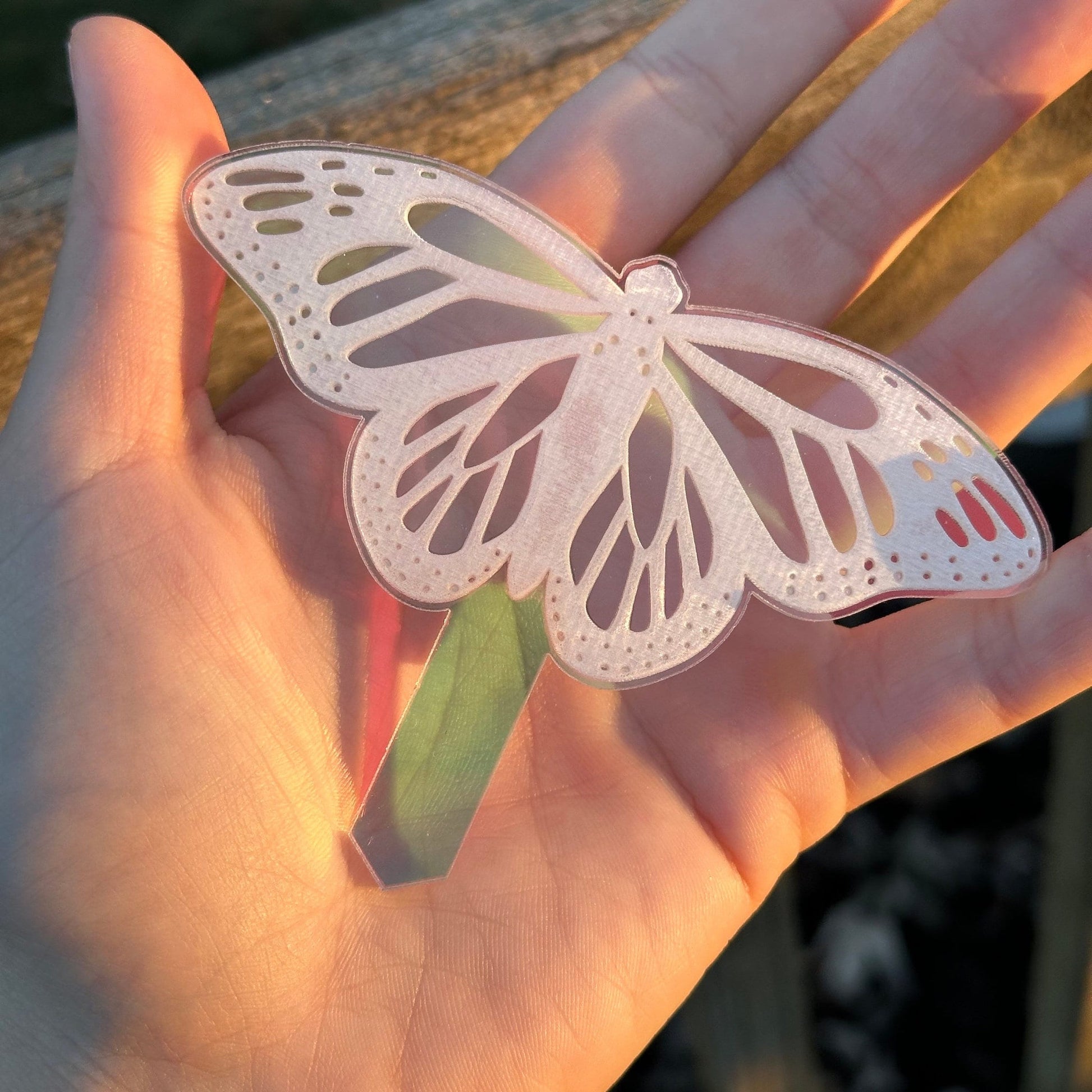 Monarch Butterfly Iridescent Acrylic Plant Stake