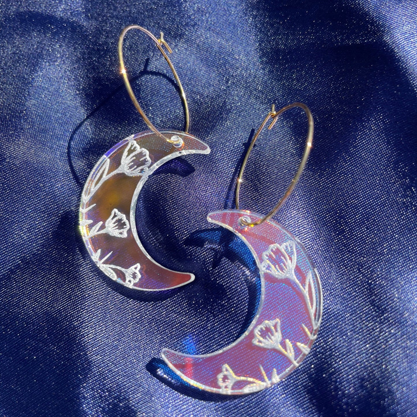 Iridescent Veronica Moon Hoop Earrings
