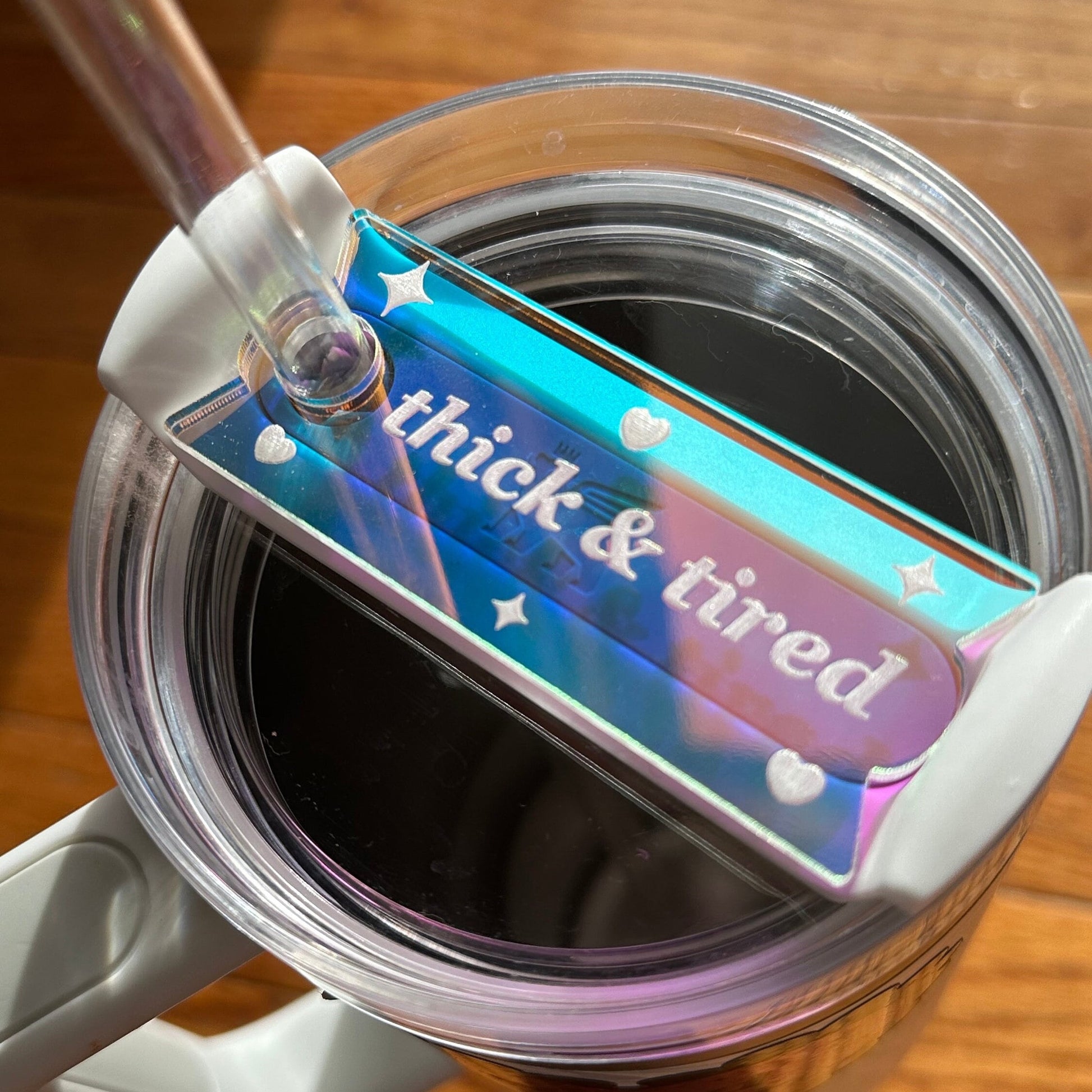 Iridescent Thick & Tired Tumbler Topper 40 oz Size (Fits New 2.0 Cups Only Read Below!)