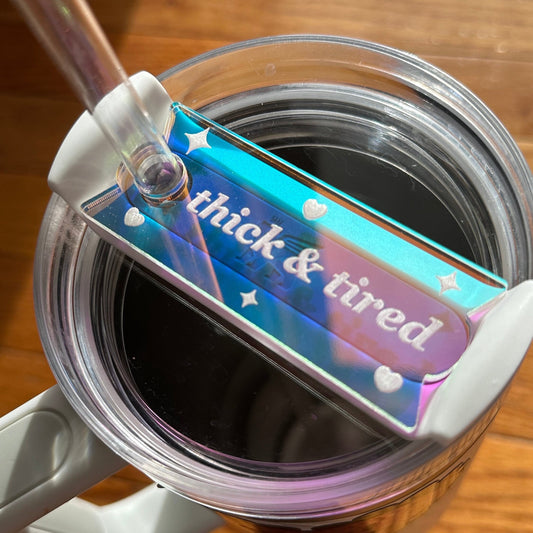 Iridescent Thick & Tired Tumbler Topper 40 oz Size (Fits New 2.0 Cups Only Read Below!)