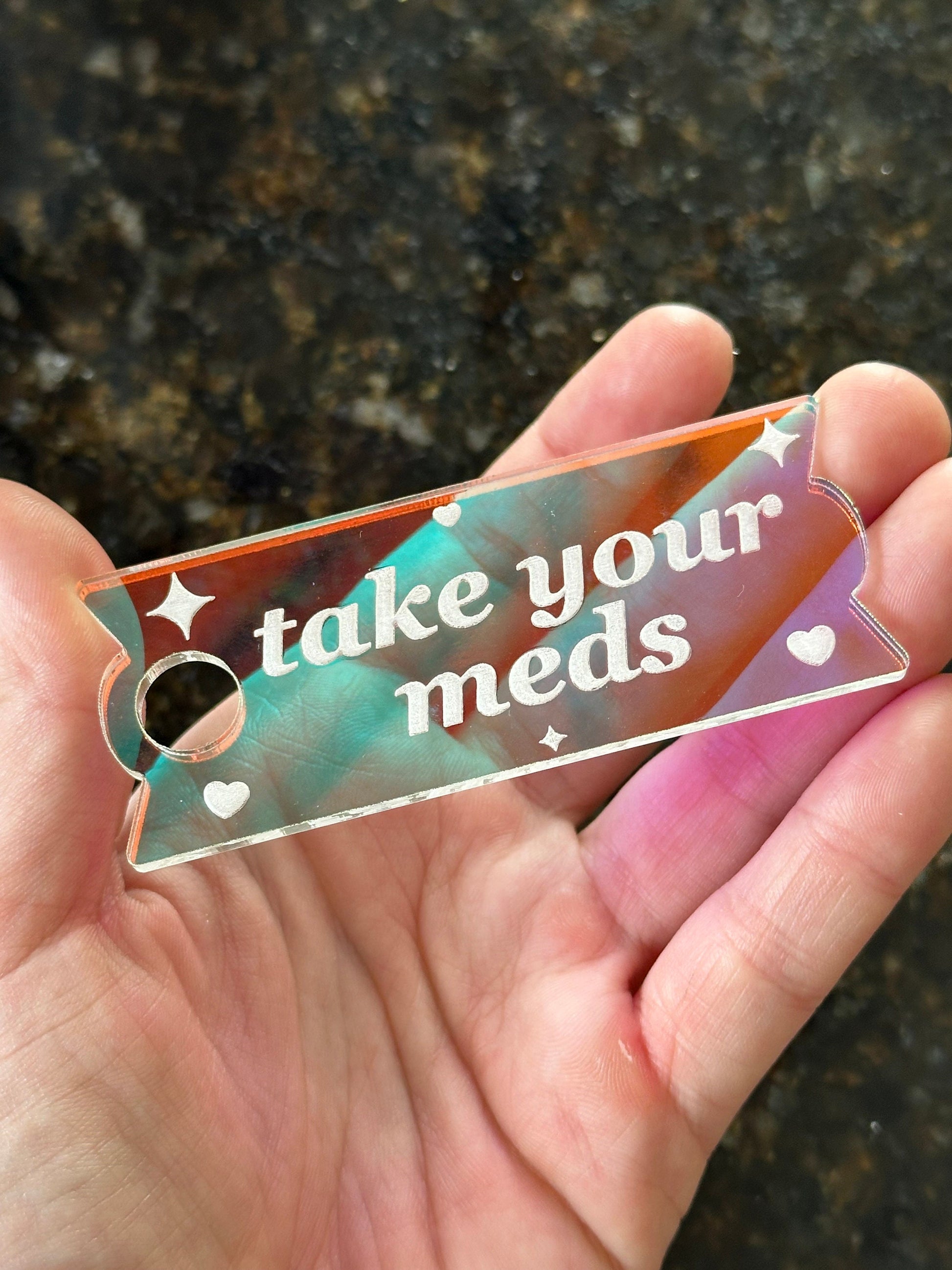 Iridescent Take Your Meds Tumbler Topper 40 oz Size (Fits New 2.0 Cups Only Read Below!)