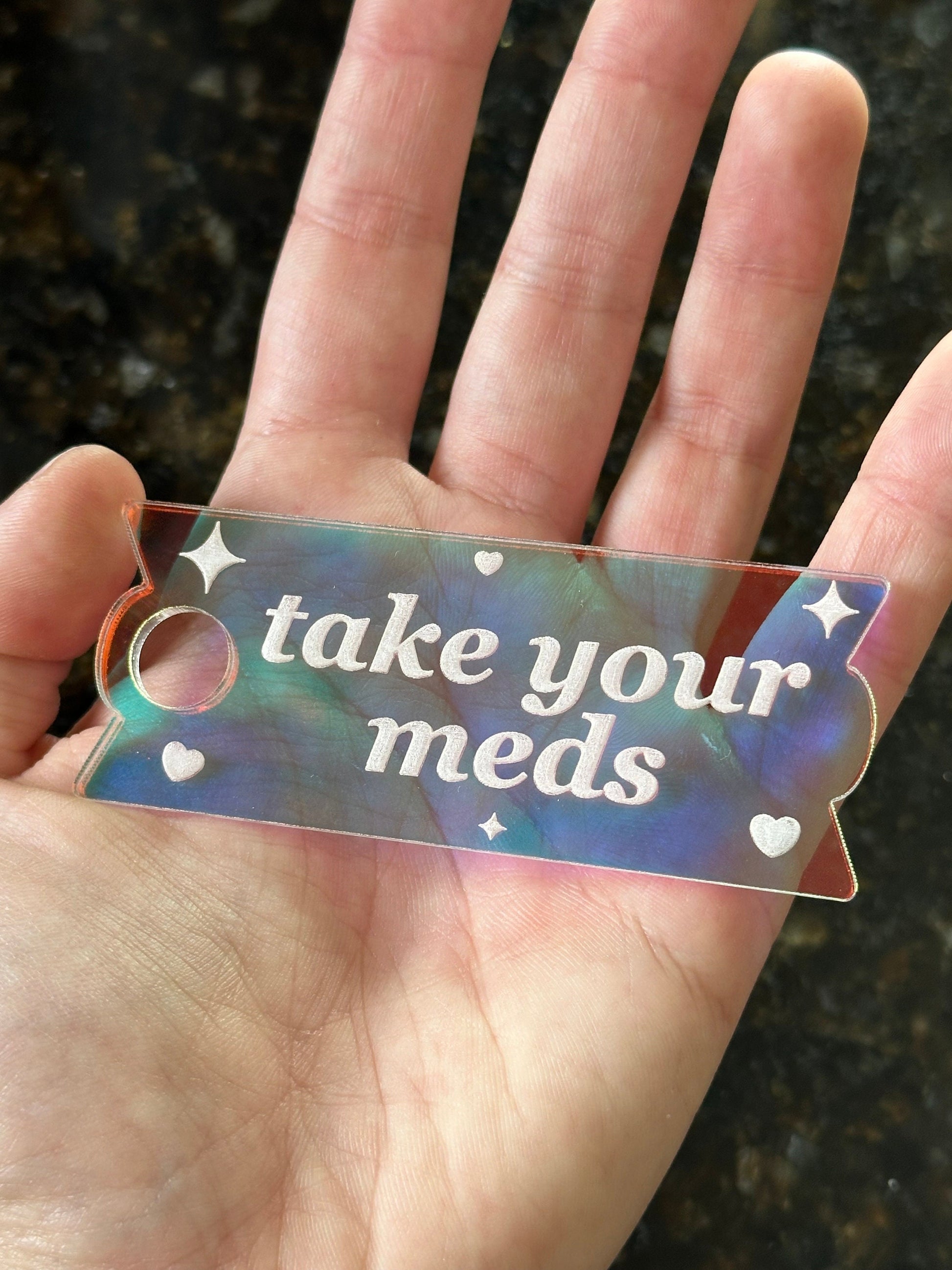 Iridescent Take Your Meds Tumbler Topper 40 oz Size (Fits New 2.0 Cups Only Read Below!)