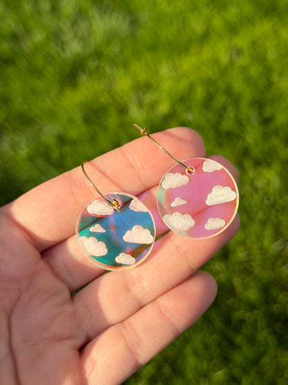Iridescent Cloudy Circle Hoop Earrings