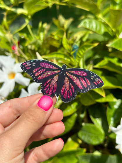 Pink Monarch Butterfly Glittery Sticker