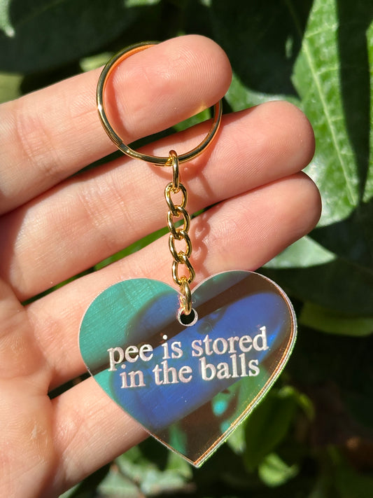 Pee Is Stored In The Balls Iridescent Acrylic Keychain