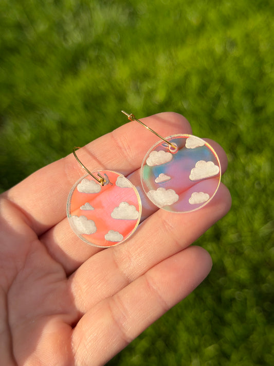 Iridescent Cloudy Circle Hoop Earrings