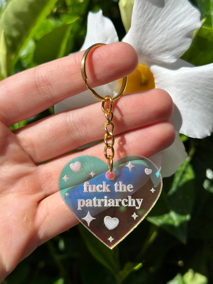 Fuck The Patriarchy Iridescent Acrylic Keychain