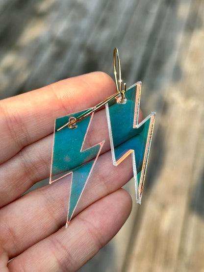 Iridescent Lightning Bolt Earrings