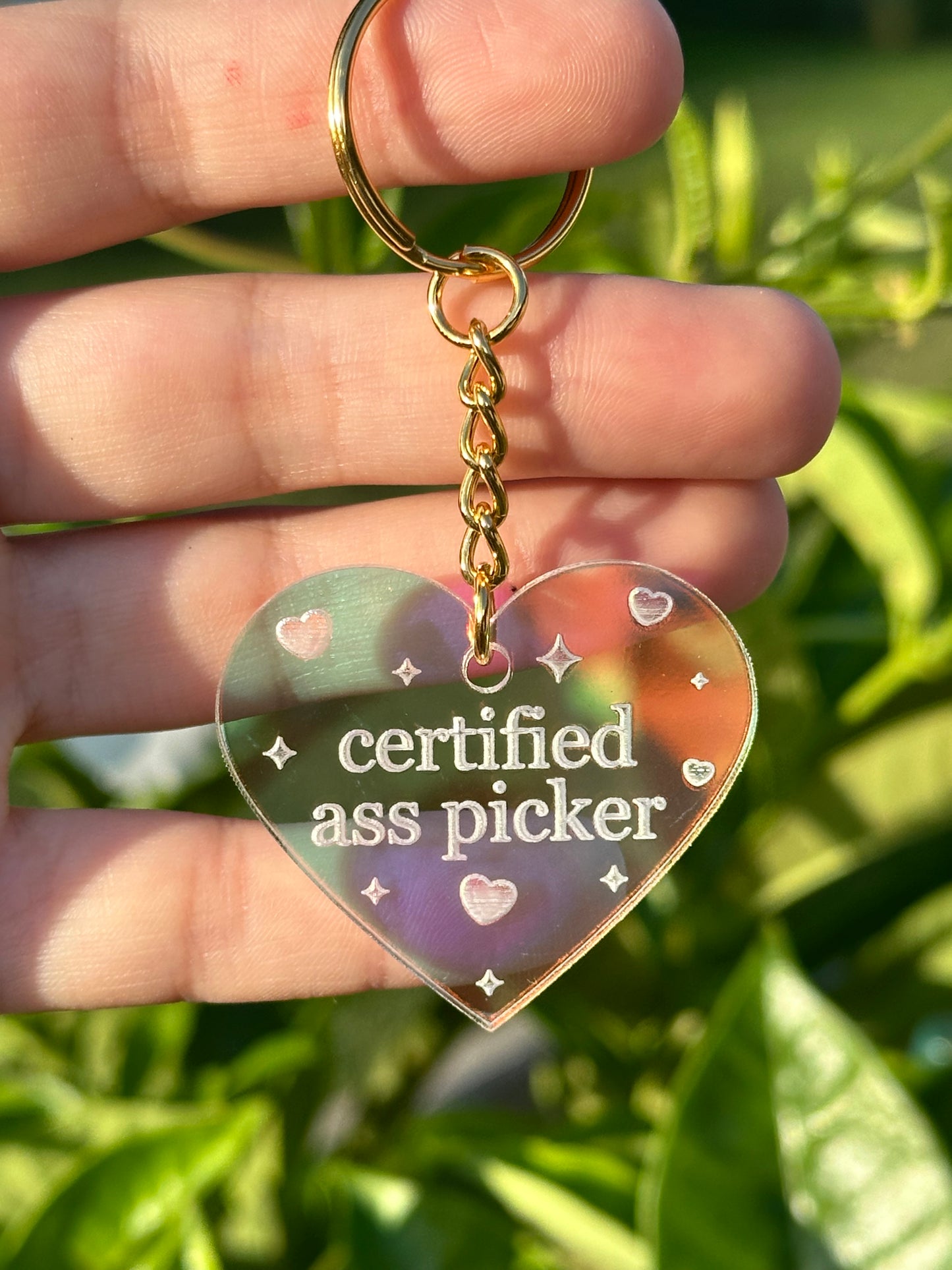 Certified Ass Picker Iridescent Acrylic Keychain