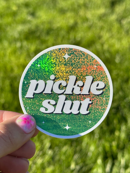 Pickle Slut Green Glittery Sticker