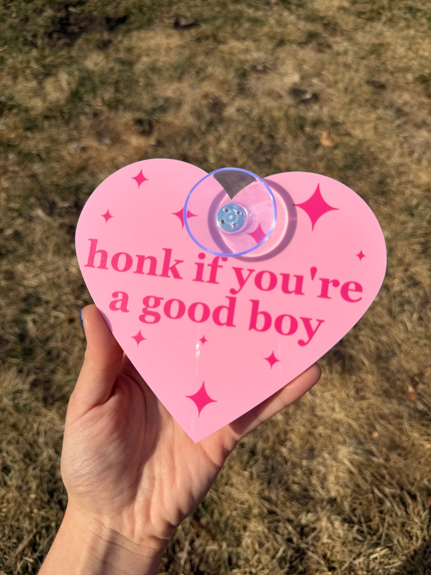 Honk If You’re A Good Boy Cute Pink Car Sign