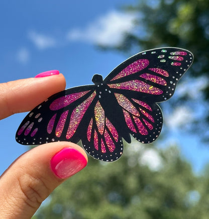 Pink Monarch Butterfly Glittery Sticker