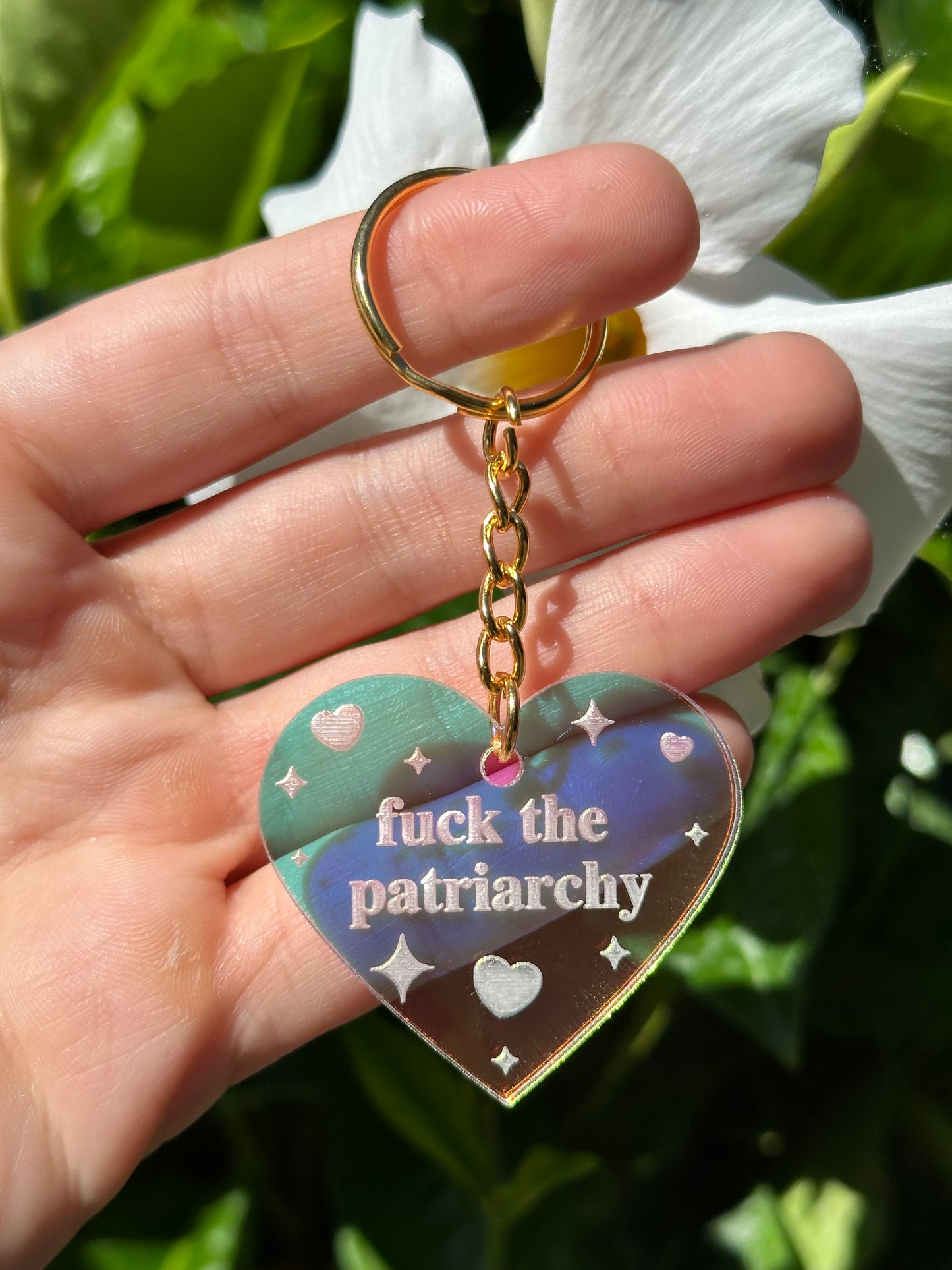 Fuck The Patriarchy Iridescent Acrylic Keychain