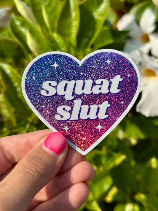 Squat Slut Glittery Ombre Heart Sticker