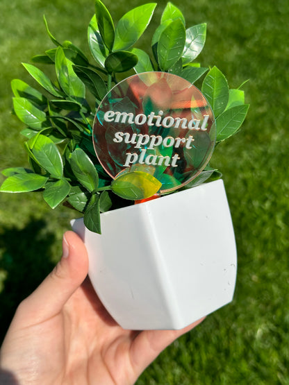 Emotional Support Plant Iridescent Acrylic Plant Stake