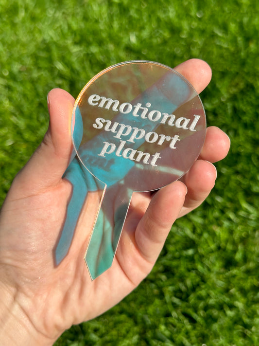 Emotional Support Plant Iridescent Acrylic Plant Stake