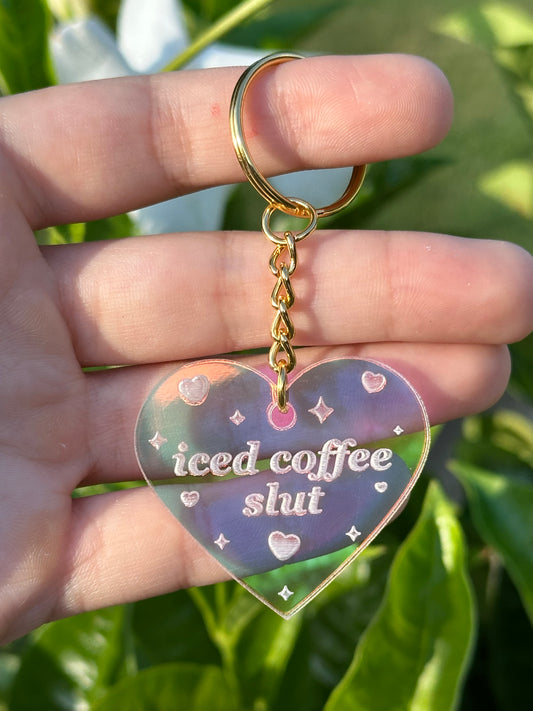 Iced Coffee Slut Iridescent Acrylic Keychain