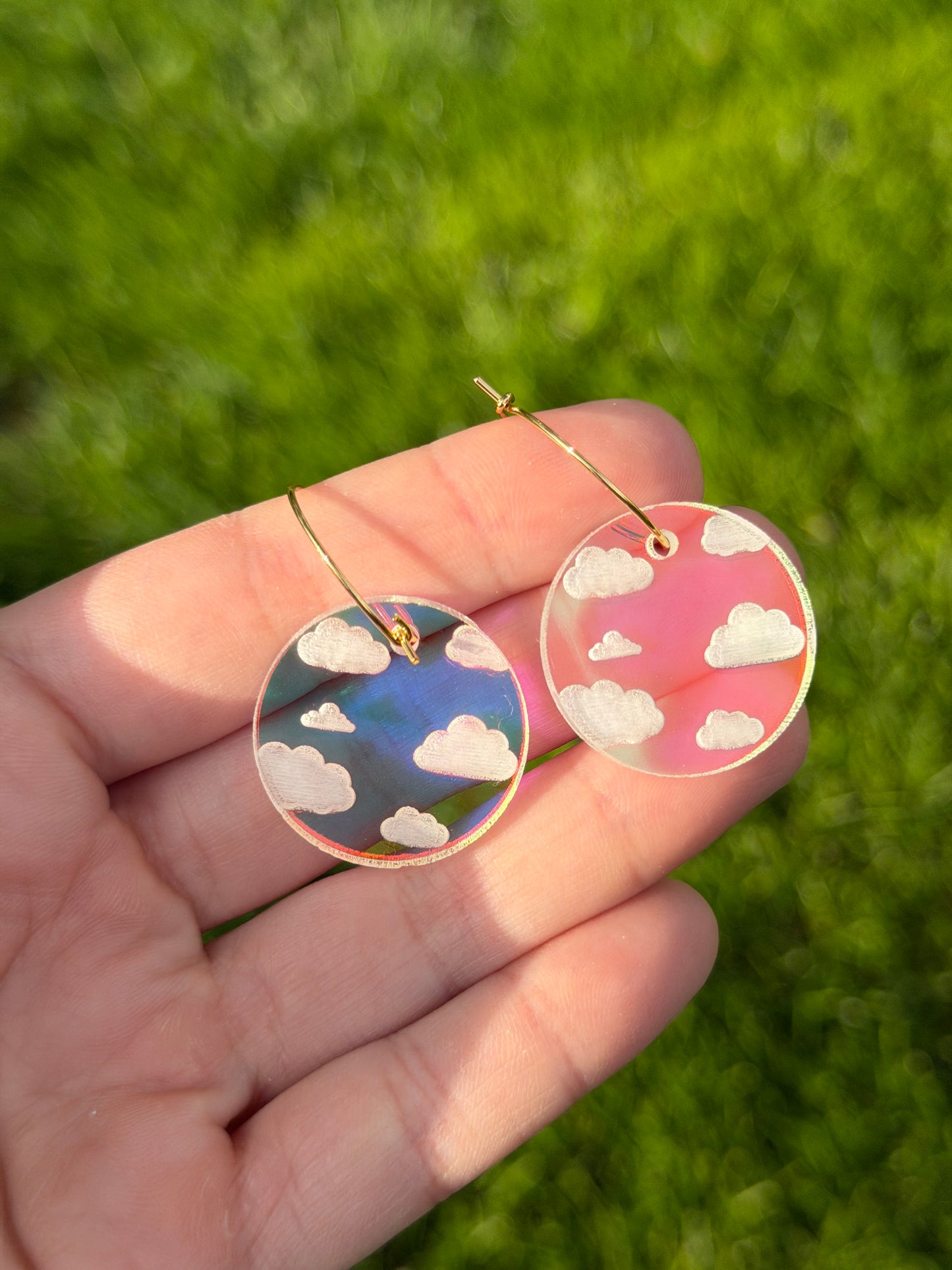 Iridescent Cloudy Circle Hoop Earrings