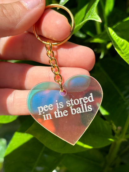 Pee Is Stored In The Balls Iridescent Acrylic Keychain