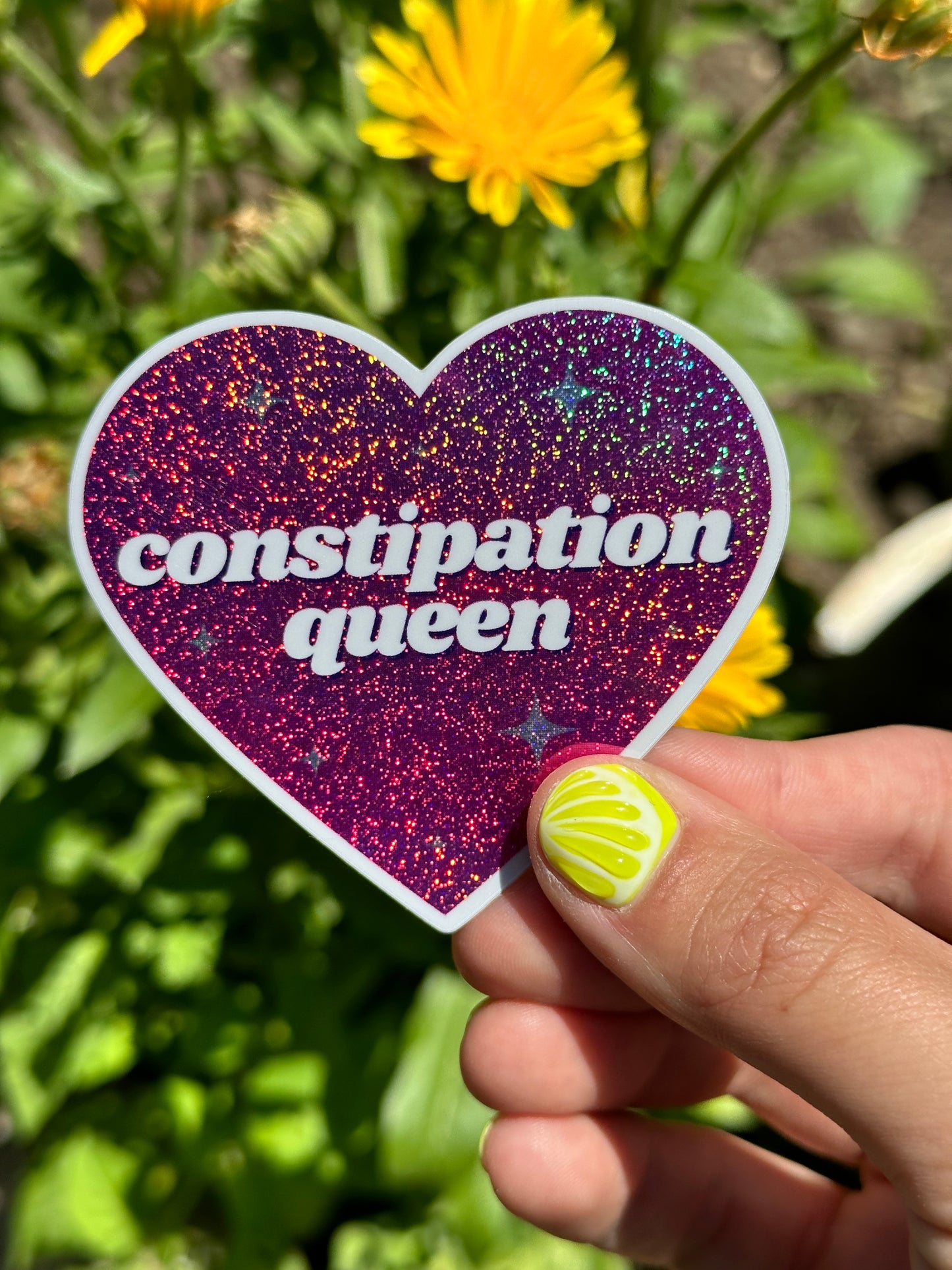 Constipation Queen Pink/Purple Glittery Dust Sticker