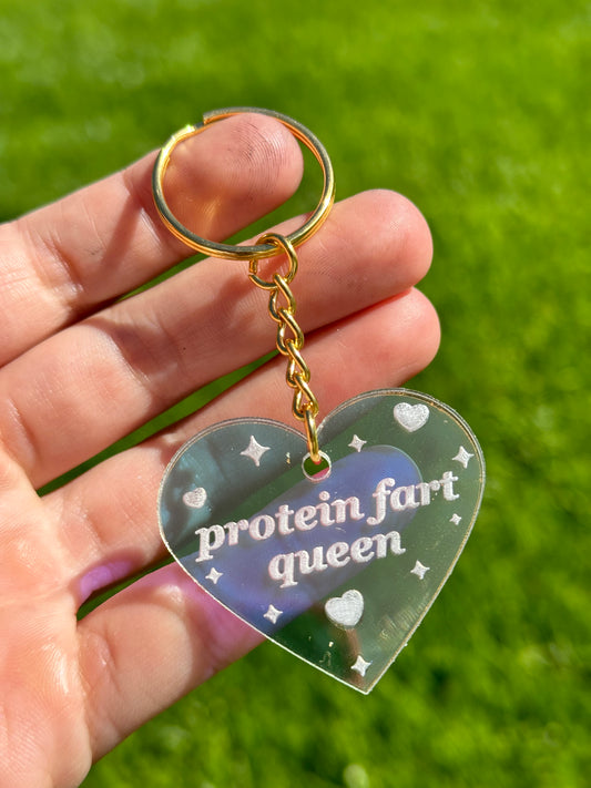 Protein Fart Queen Iridescent Acrylic Keychain