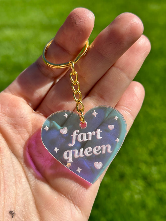 Fart Queen Iridescent Acrylic Keychain