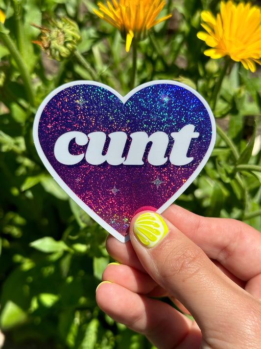 Cunt Ombre Glittery Heart Sticker