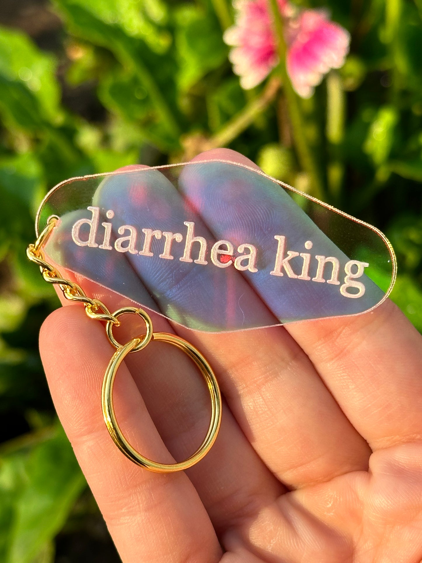 Diarrhea King Iridescent Acrylic Motel Keychain