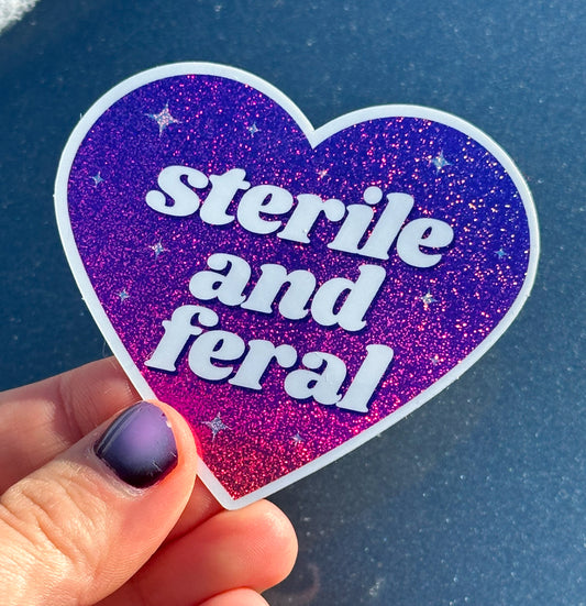 Sterile & Feral Ombre Glittery Heart Sticker