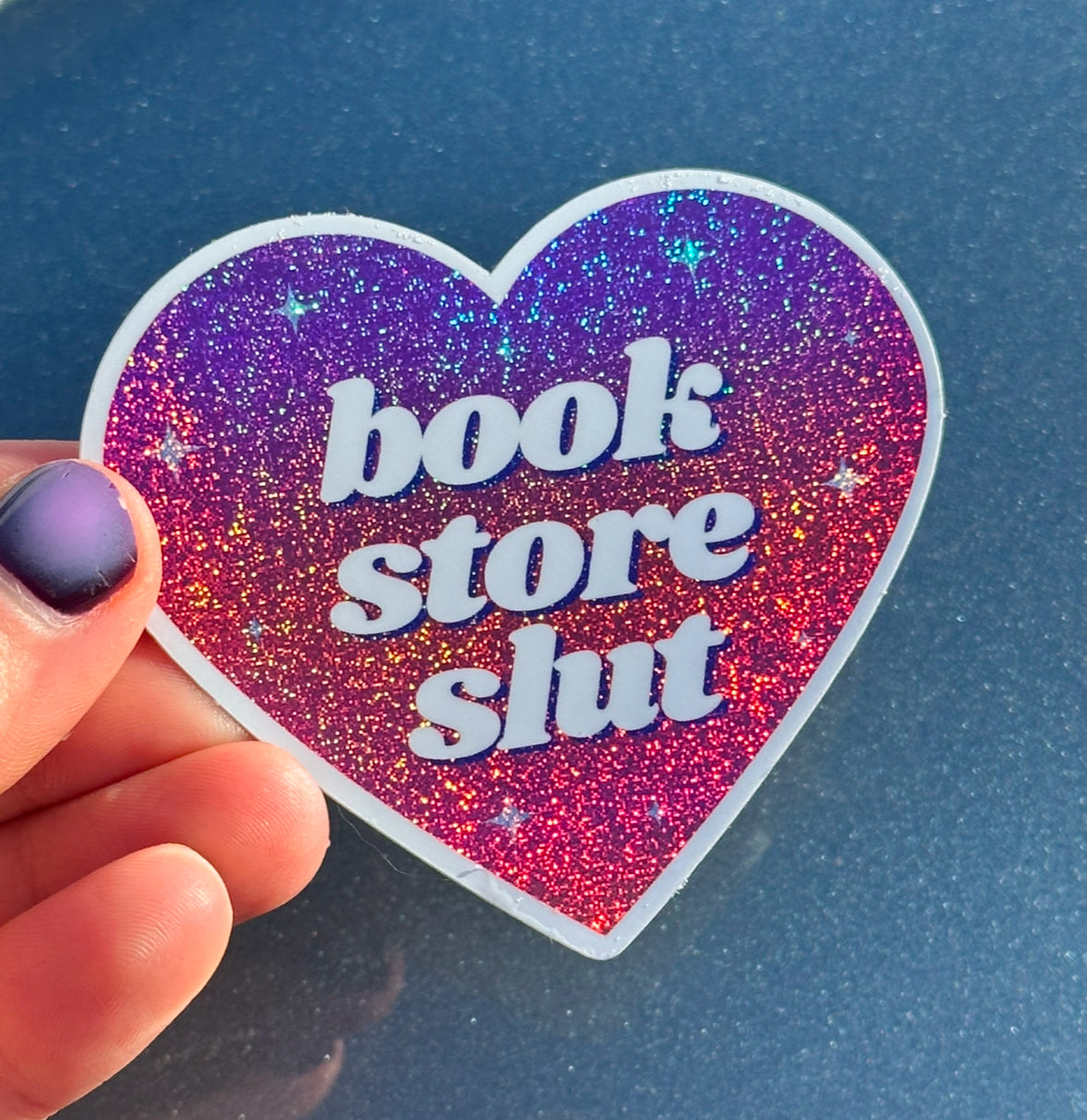 Book Store Slut Ombre Glittery Heart Sticker