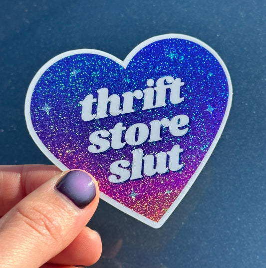 Thrift Store Slut Ombre Glittery Heart Sticker