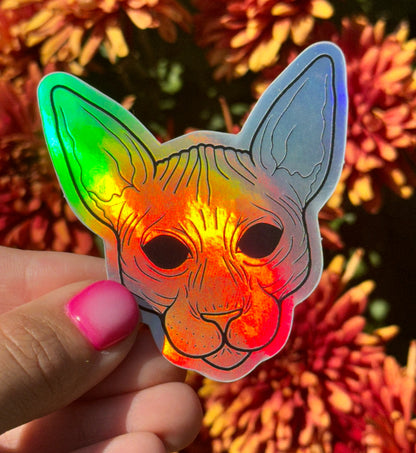 Sphynx Cat Holographic Sticker