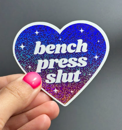 Bench Press Slut Ombre Glittery Heart Sticker