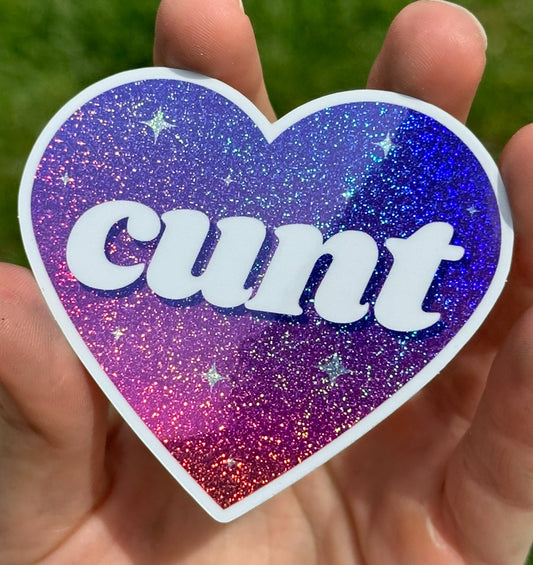 Cunt Ombre Glittery Heart Sticker
