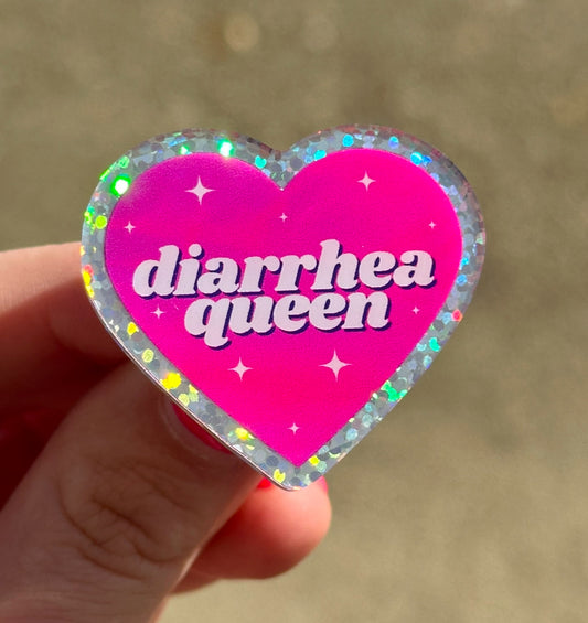 Diarrhea Queen Sparkly Border Acrylic Pin