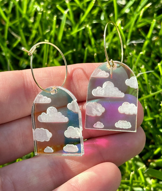 Iridescent Cloudy Arch Hoop Earrings