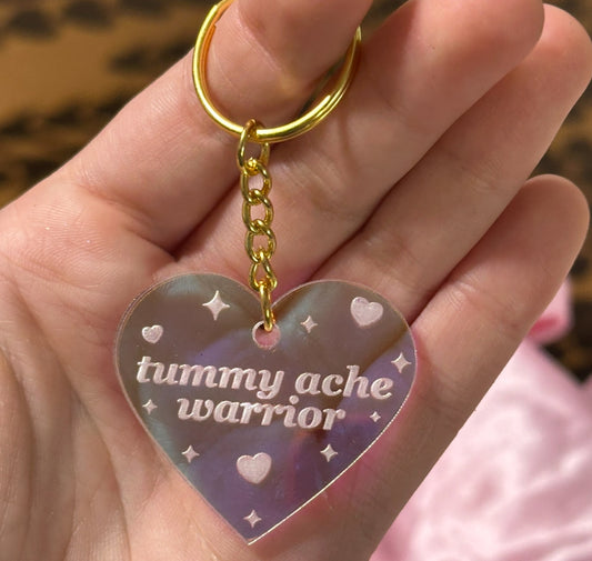 Tummy Ache Warrior Iridescent Acrylic Keychain