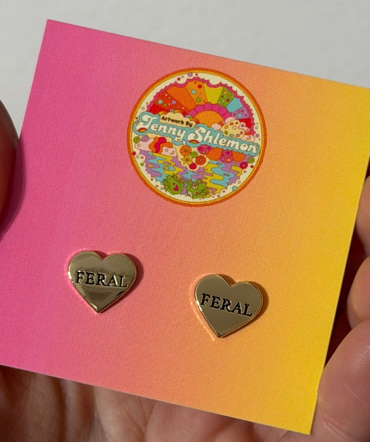 Golden Enamel Feral Heart Stud Earring