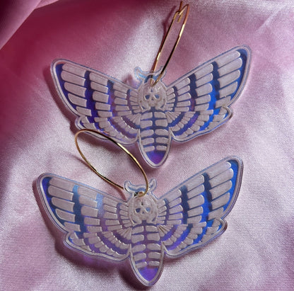 Iridescent Death’s Head Hawkmoth Hoop Earrings