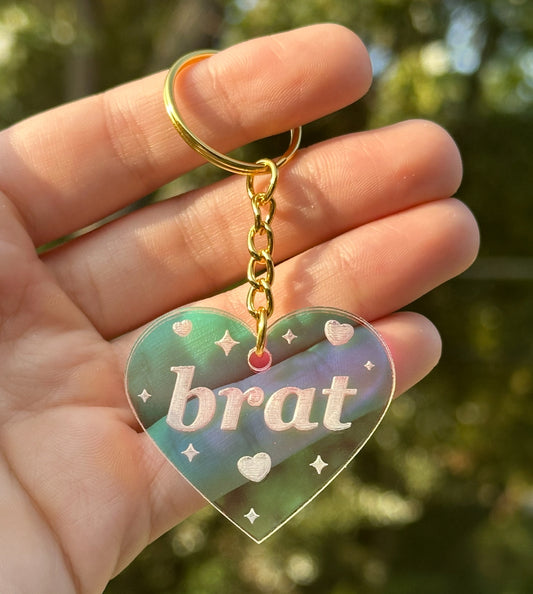 Brat Iridescent Acrylic Keychain