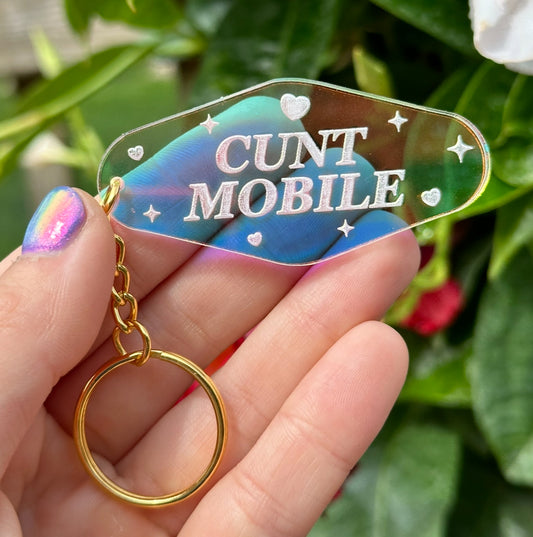 Cunt Mobile Iridescent Acrylic Motel Keychain