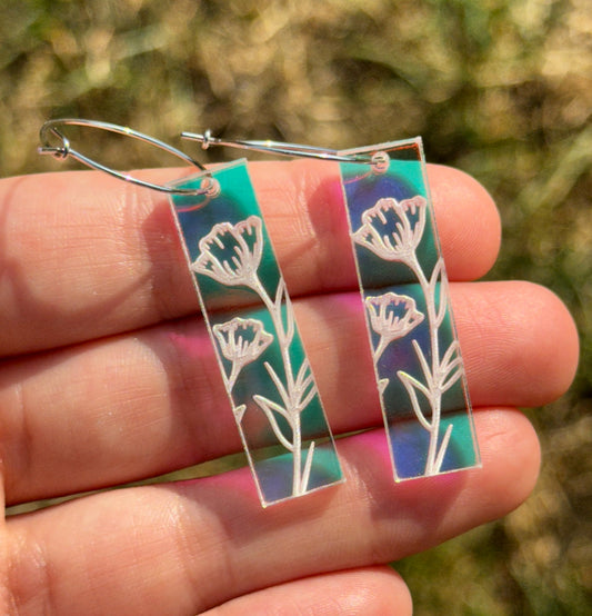 Iridescent Veronica Rectangle Hoop Earrings