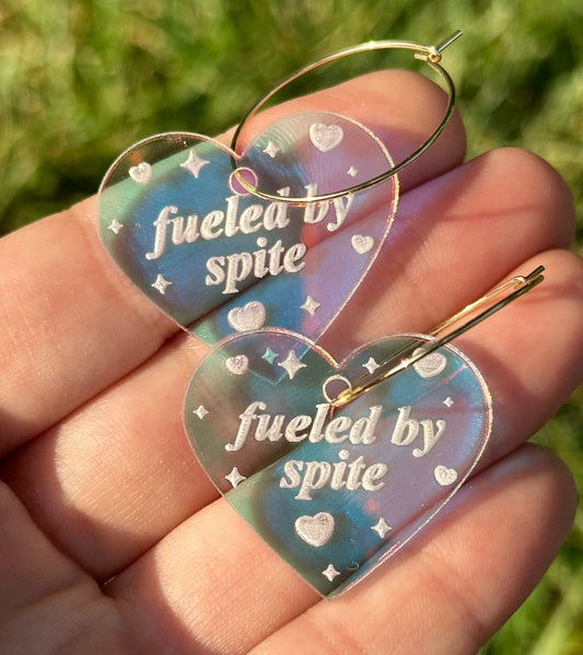 Iridescent Fueled By Spite Heart Hoop Earrings