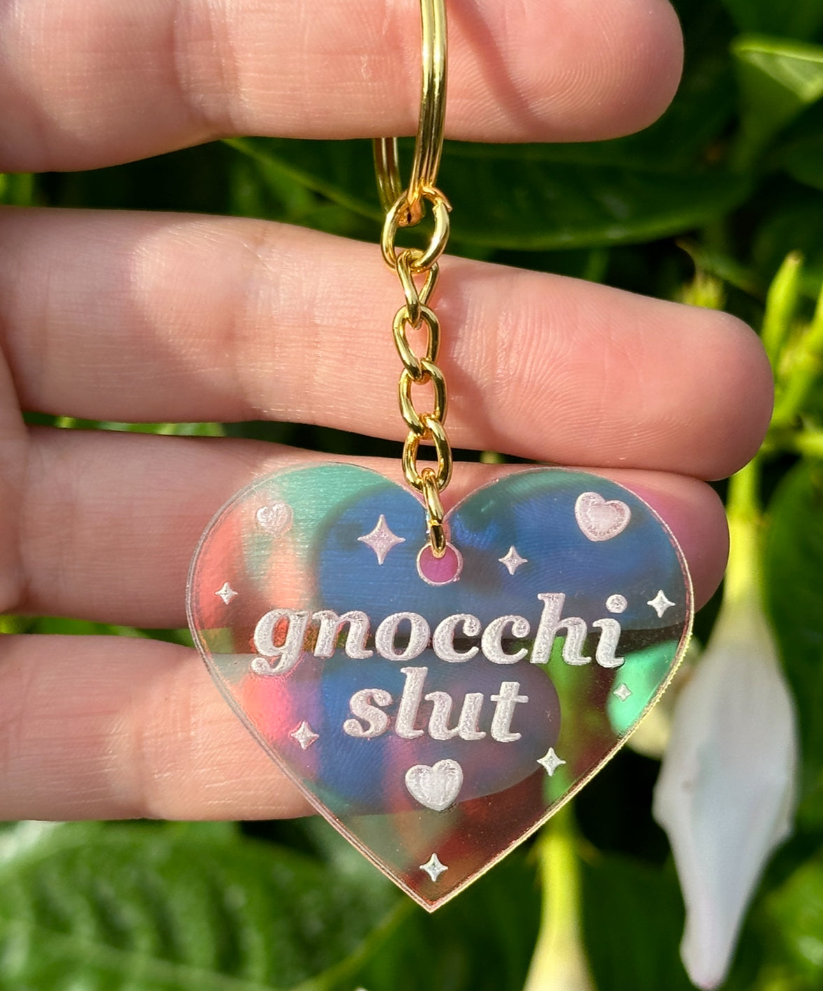 Gnocchi Slut Iridescent Acrylic Keychain