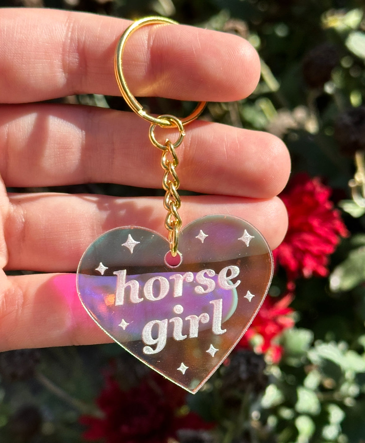 Horse Girl Iridescent Acrylic Keychain