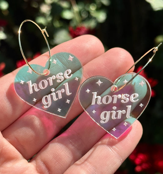 Iridescent Horse Girl Hoop Earrings