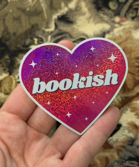 Bookish Glittery Heart Sticker